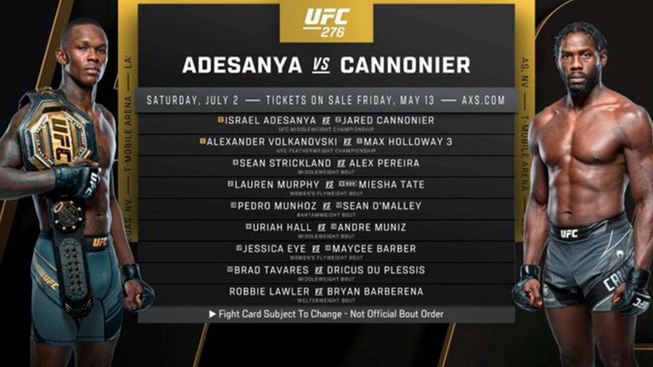 Informasi detail pertandingan ufc termasuk kartu pertandingan