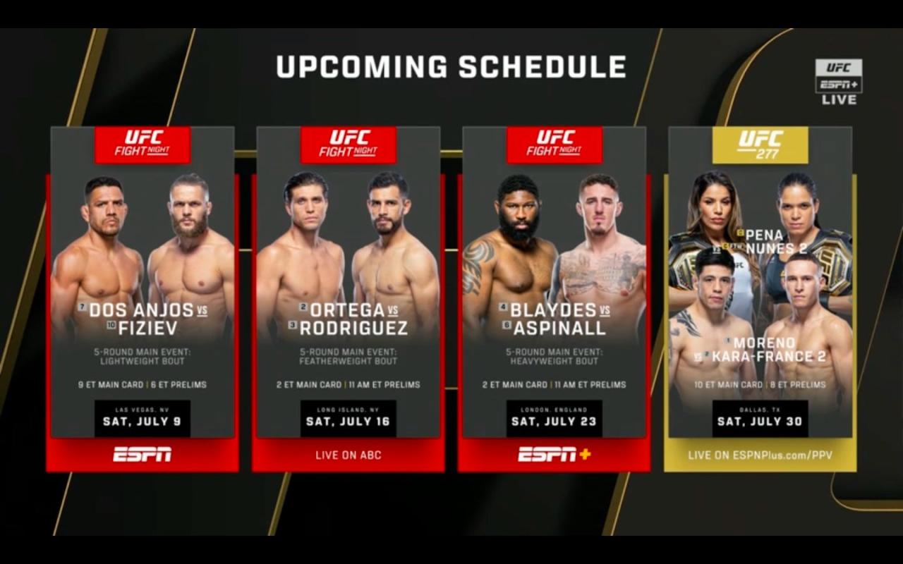 Jadwal pertandingan ufc lengkap bulan ini dan lokasi